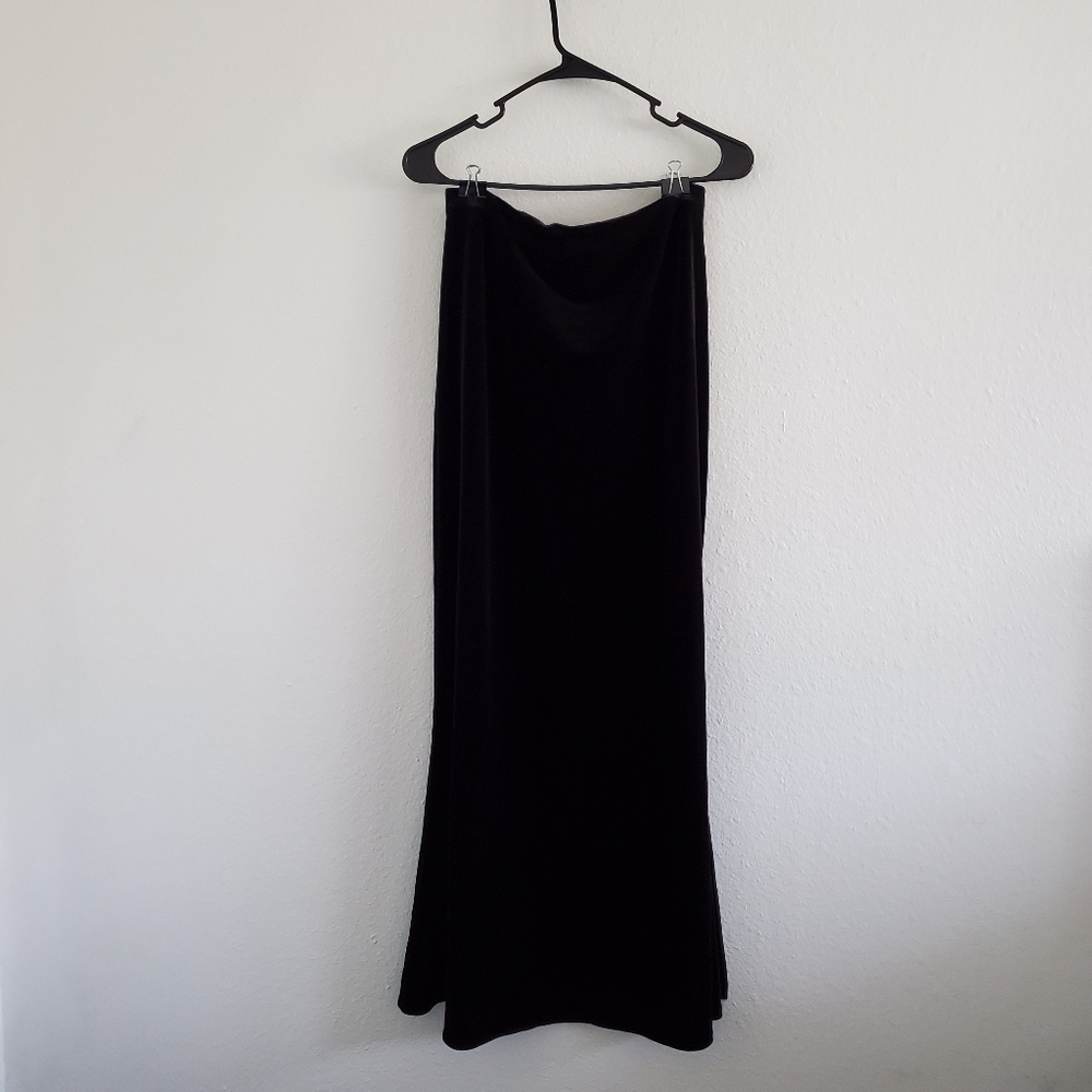 Casadei Long Black Velour Skirt